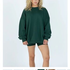 Foxy Kind Coffee Run Oversized Sweatshirt and Shorts Set in color Jade